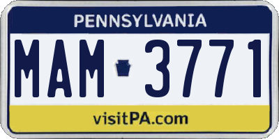 PA license plate MAM3771