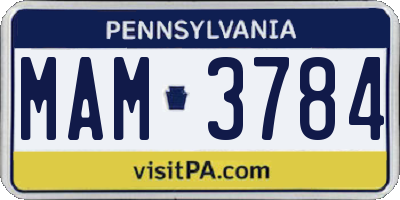PA license plate MAM3784