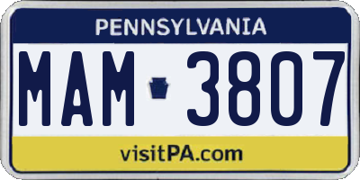PA license plate MAM3807