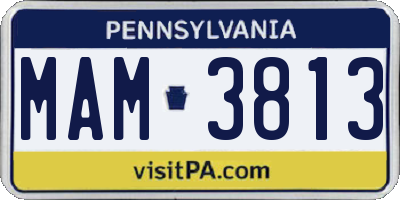 PA license plate MAM3813