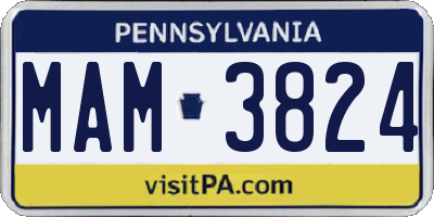 PA license plate MAM3824