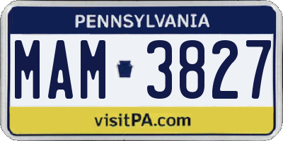 PA license plate MAM3827