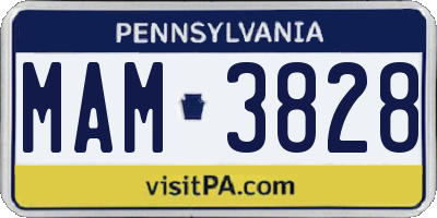 PA license plate MAM3828