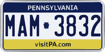 PA license plate MAM3832