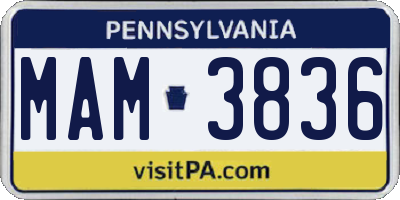 PA license plate MAM3836
