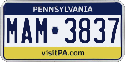 PA license plate MAM3837