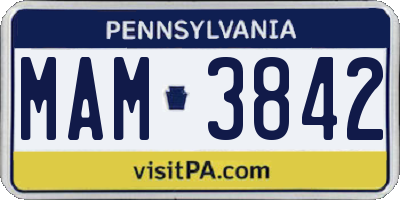 PA license plate MAM3842