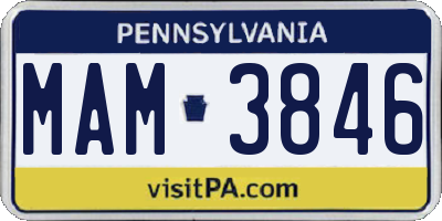 PA license plate MAM3846