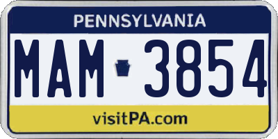 PA license plate MAM3854