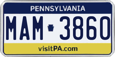PA license plate MAM3860