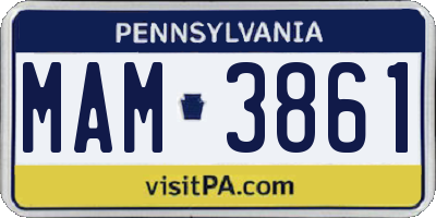 PA license plate MAM3861