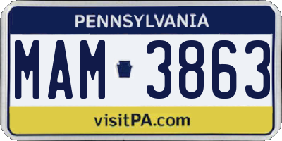 PA license plate MAM3863