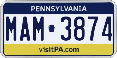 PA license plate MAM3874