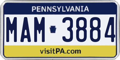 PA license plate MAM3884