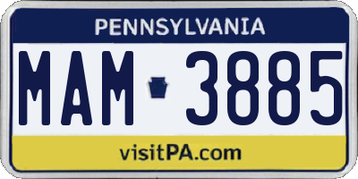 PA license plate MAM3885