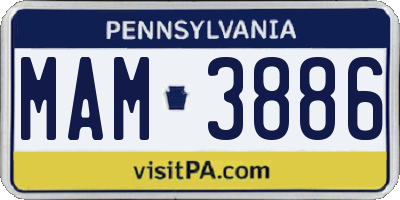 PA license plate MAM3886