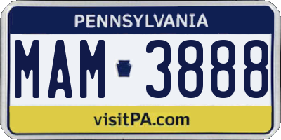 PA license plate MAM3888