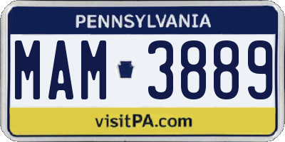 PA license plate MAM3889