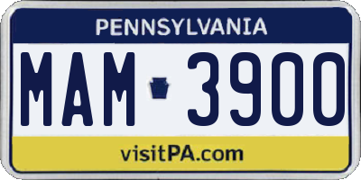 PA license plate MAM3900