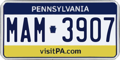 PA license plate MAM3907