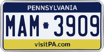 PA license plate MAM3909