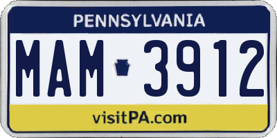 PA license plate MAM3912