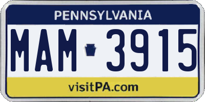 PA license plate MAM3915