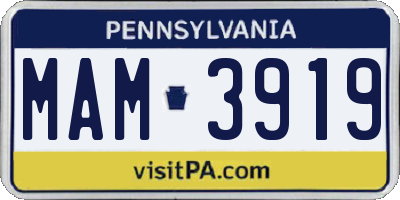 PA license plate MAM3919