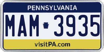PA license plate MAM3935