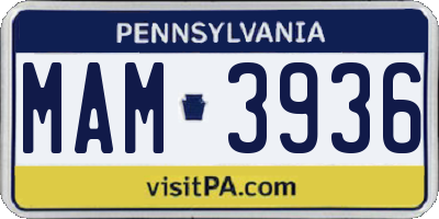 PA license plate MAM3936