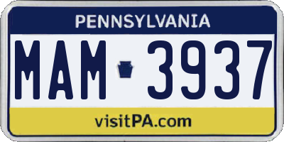 PA license plate MAM3937