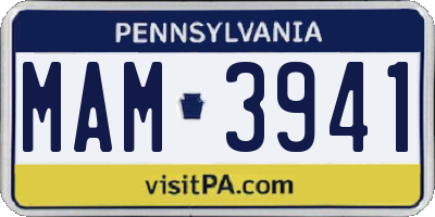 PA license plate MAM3941