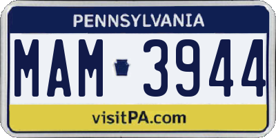 PA license plate MAM3944