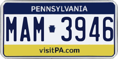PA license plate MAM3946