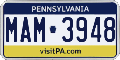 PA license plate MAM3948