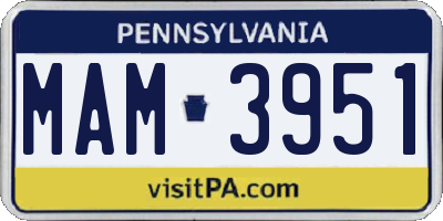 PA license plate MAM3951
