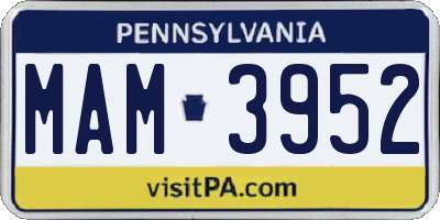PA license plate MAM3952