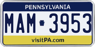 PA license plate MAM3953