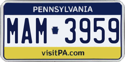 PA license plate MAM3959