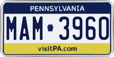 PA license plate MAM3960