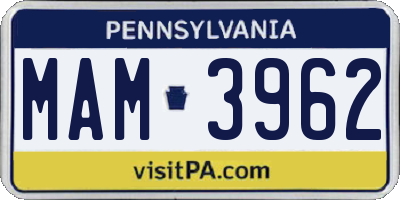 PA license plate MAM3962