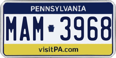 PA license plate MAM3968