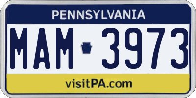 PA license plate MAM3973