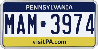 PA license plate MAM3974