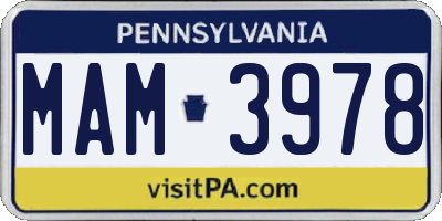 PA license plate MAM3978
