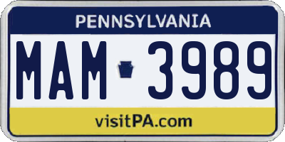 PA license plate MAM3989