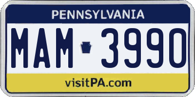 PA license plate MAM3990