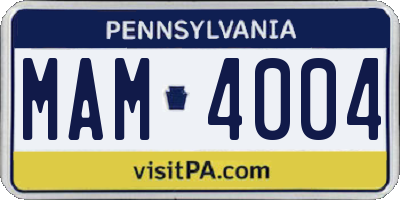 PA license plate MAM4004