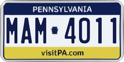 PA license plate MAM4011
