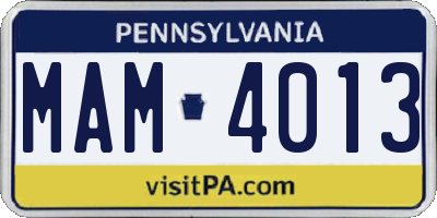 PA license plate MAM4013
